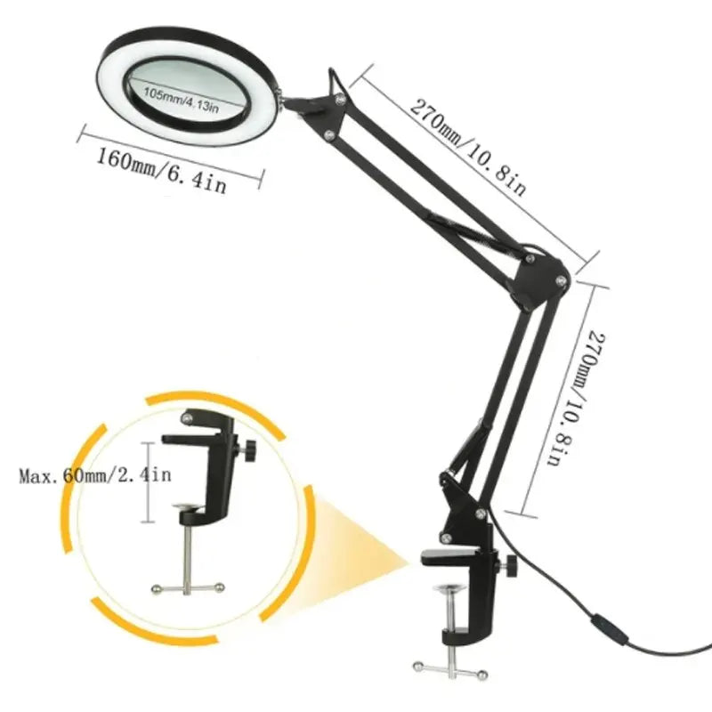 72LED 8X/10X NEW Illuminated Magnifier USB 3 Colors LED Magnifying Glass.