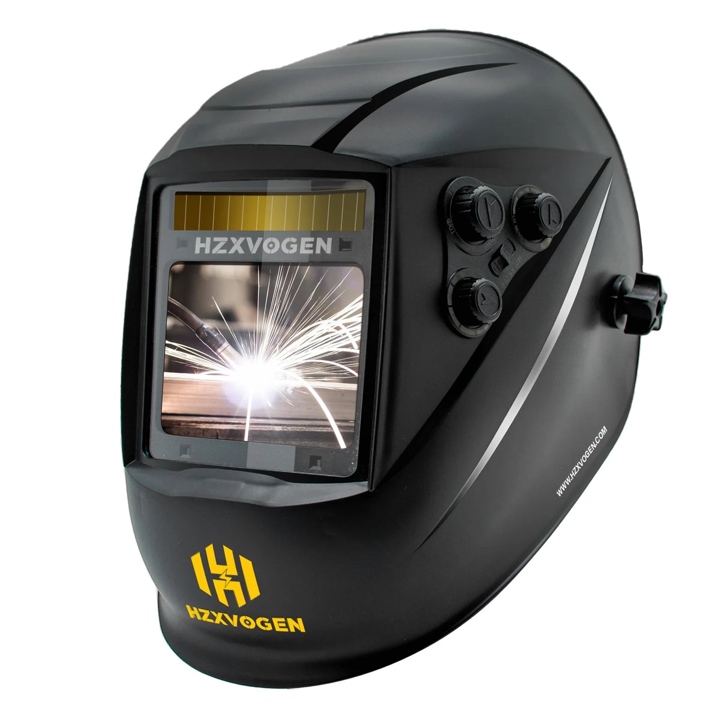 Auto Darkening Welding Helmet 3.94”×3.82” Large Viewing Welding Hood True Color Solar Battery Powered.