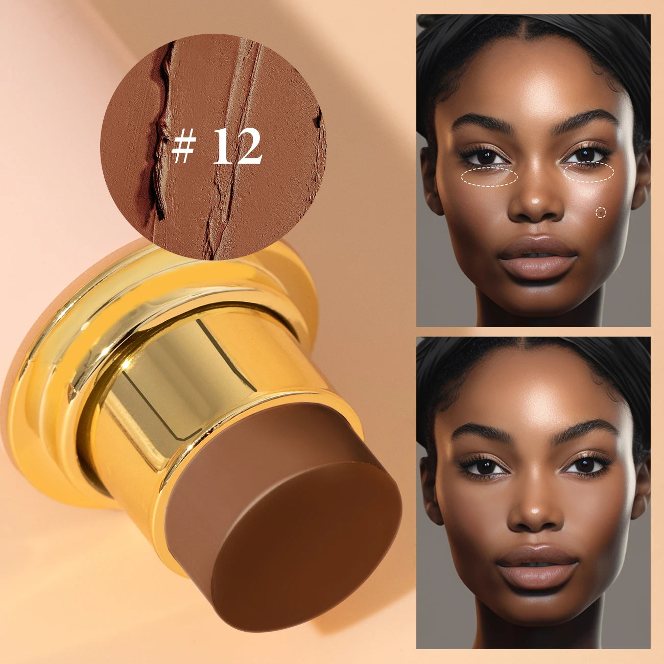 Pro Foundation Stick, Moisturizing, Waterproof, Long-Lasting Facial Base Makeup