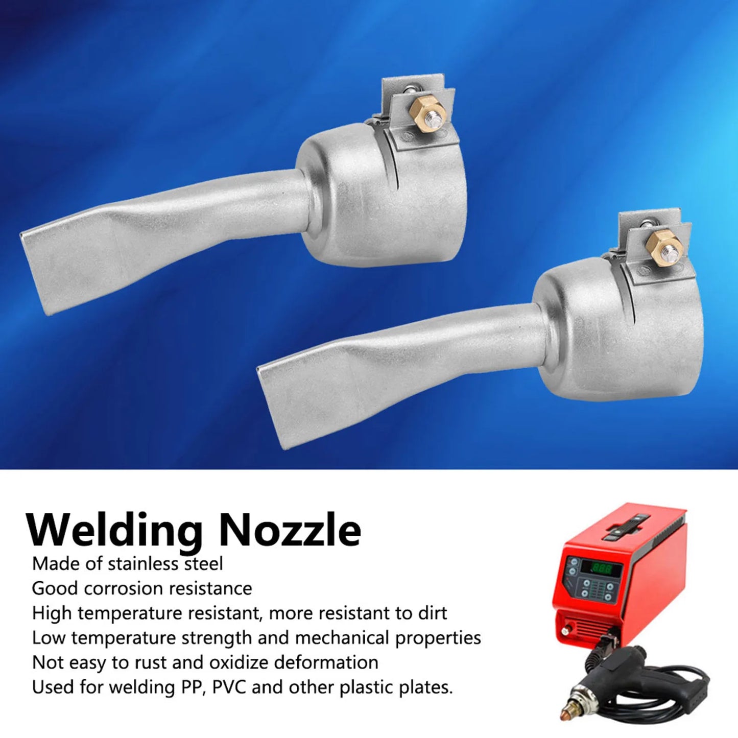 2Pcs Hot Air Gun Welding Nozzle Stainless Steel for PVC Plastic Sheet Soldering Accessories