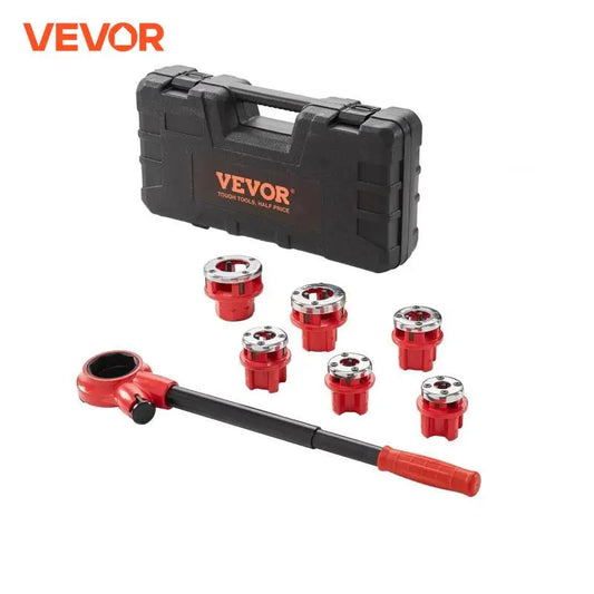 Manual Pipe Threader Ratchet Tool Portable Pipe Threading Set with 6PCS NPT Dies for Galvanized Aluminum Iron Copper Pipes