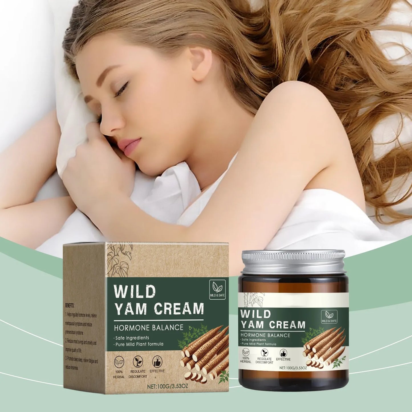 Organic Wild Yam Cream, For Hormone Balance, Menopause Relief & Menstrual Discomfort.