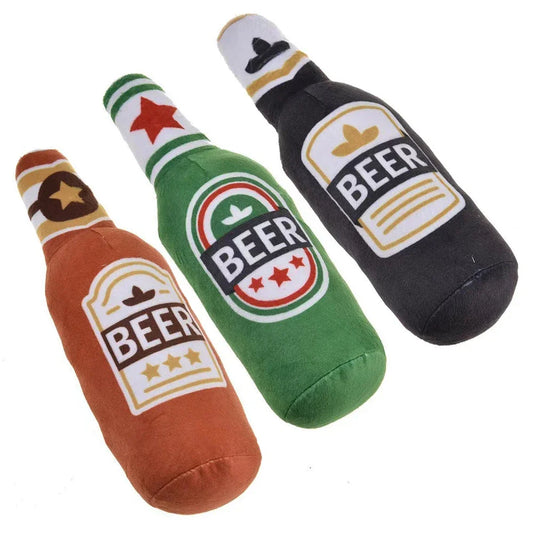Dog Squeaky Beer Bottle Shape Toy, Bite-Resistant