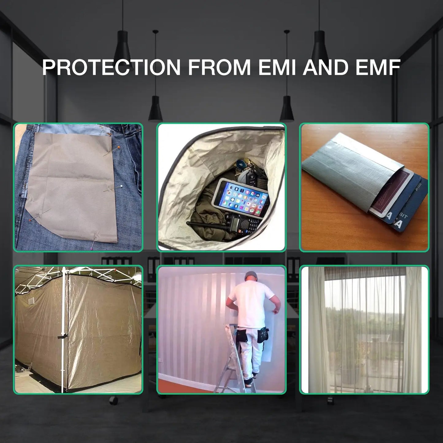 43x39in EMF Shielding FabricEMF Protection Clothing Faraday Bags Radiation Blocker Copper Faraday Cage