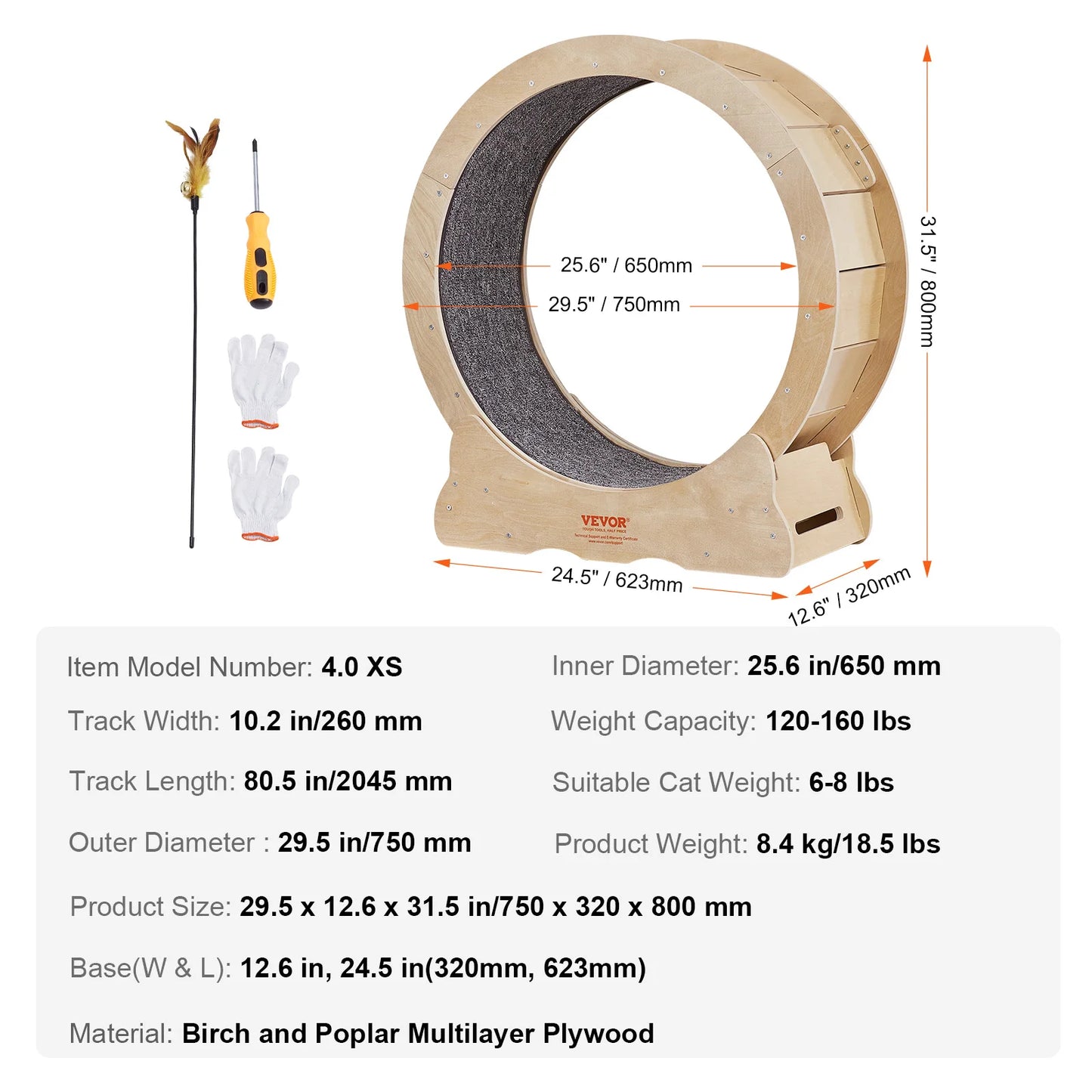 Cat Exercise Wheel Large Cat Treadmill Wheel with Detachable Carpet and Cat Teaser