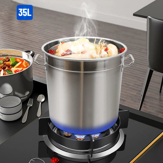35L/9.25Gal Large Stainless Steel Deep Stock Pot w/ Lid.