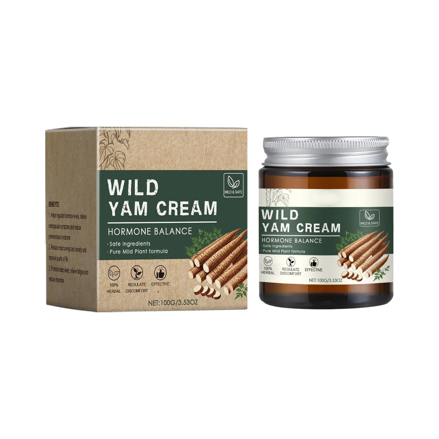 Organic Wild Yam Cream, For Hormone Balance, Menopause Relief & Menstrual Discomfort.