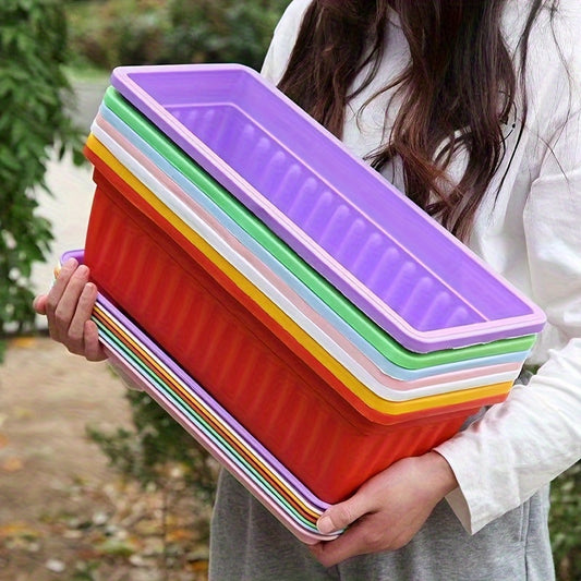 7Pcs 16.9Inches Rectangle Planter Box With Drainage Holes