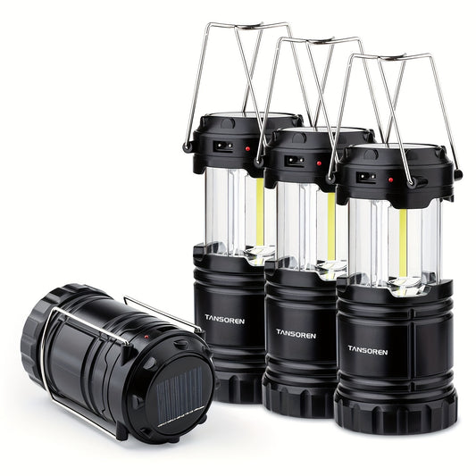 4 Pack Solar Camping Lantern, USB Rechargeable