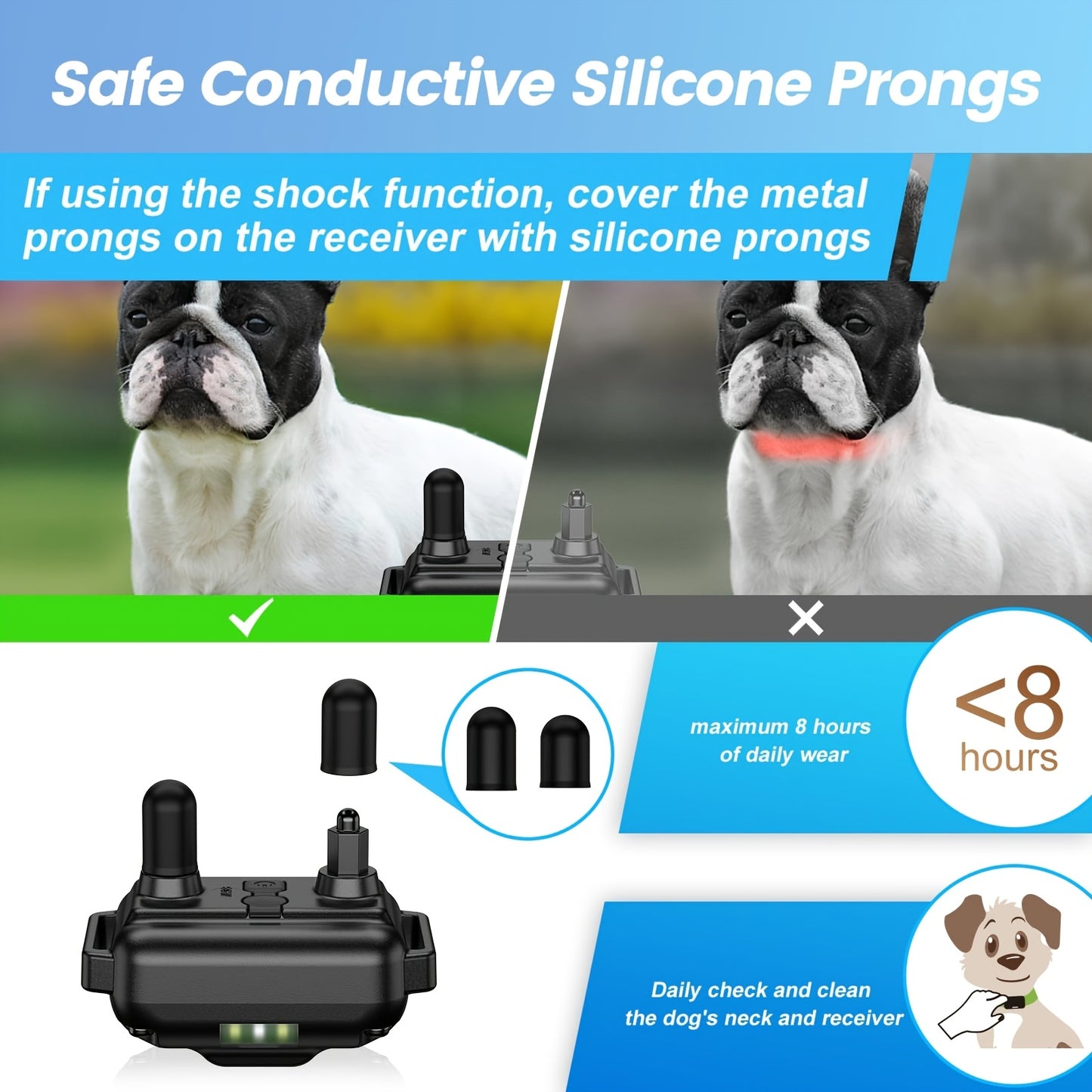 3000Ft Waterproof  Dog Training Collar With Remote, Dog Shock Collar With Beep, Vibration, Light,
