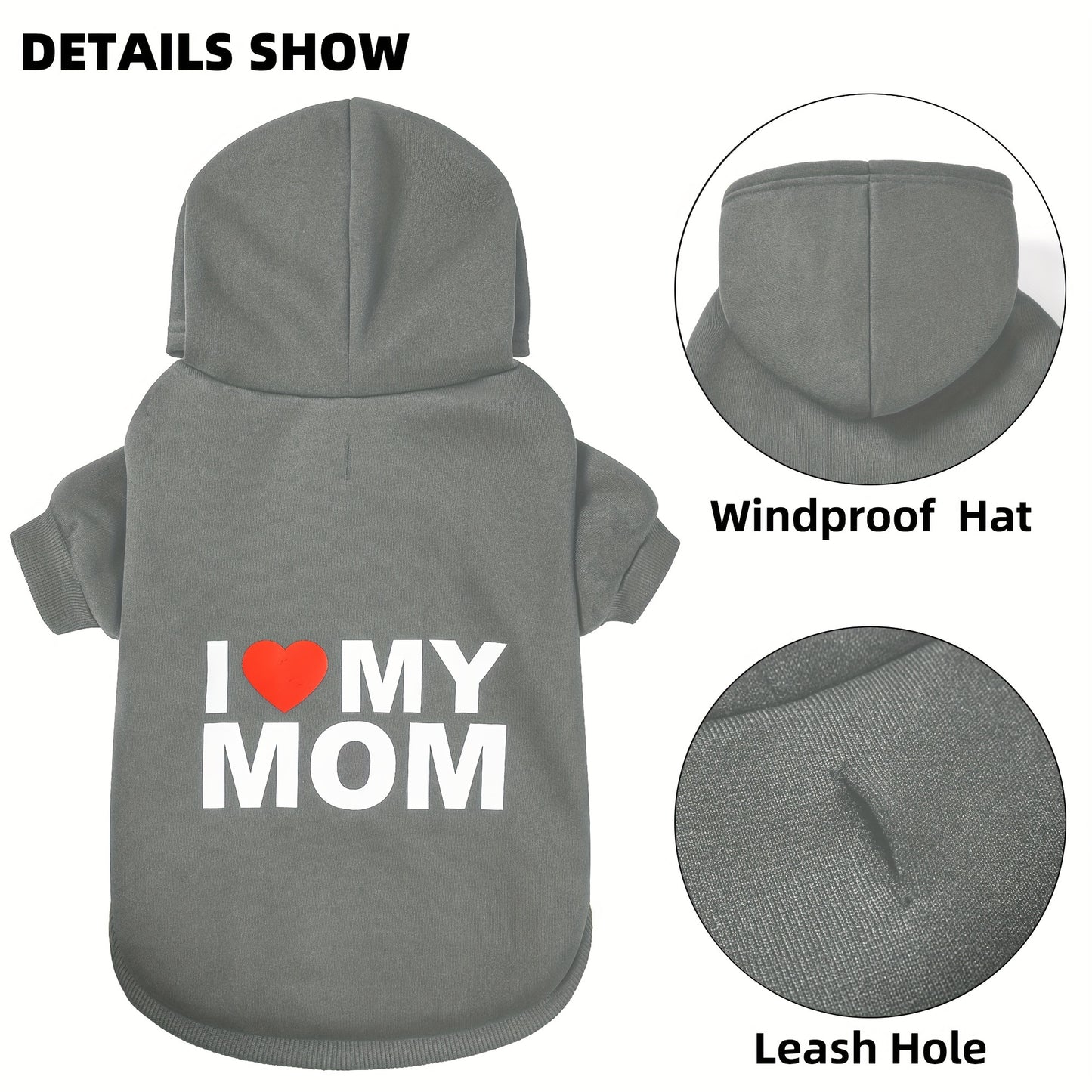 2 Pack Gray Sweatshirt Dog Hoodie