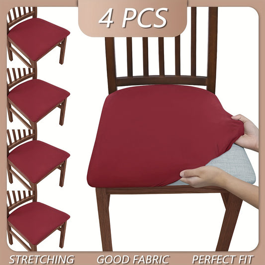 4pcs Soft & Stretchy Chair Covers - Solid Color, Dustproof & Stain Resistant