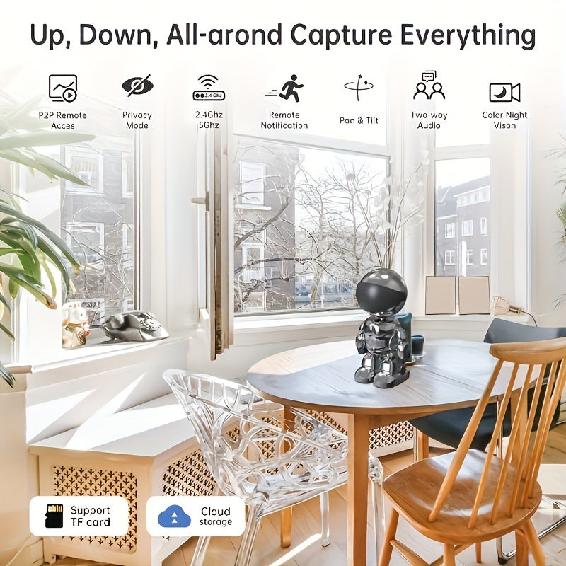 HD Smart Robot Camera With Motion Detection, Two-way Voice Automatic Tracking Function, Alarm Function, Night Vision Function/