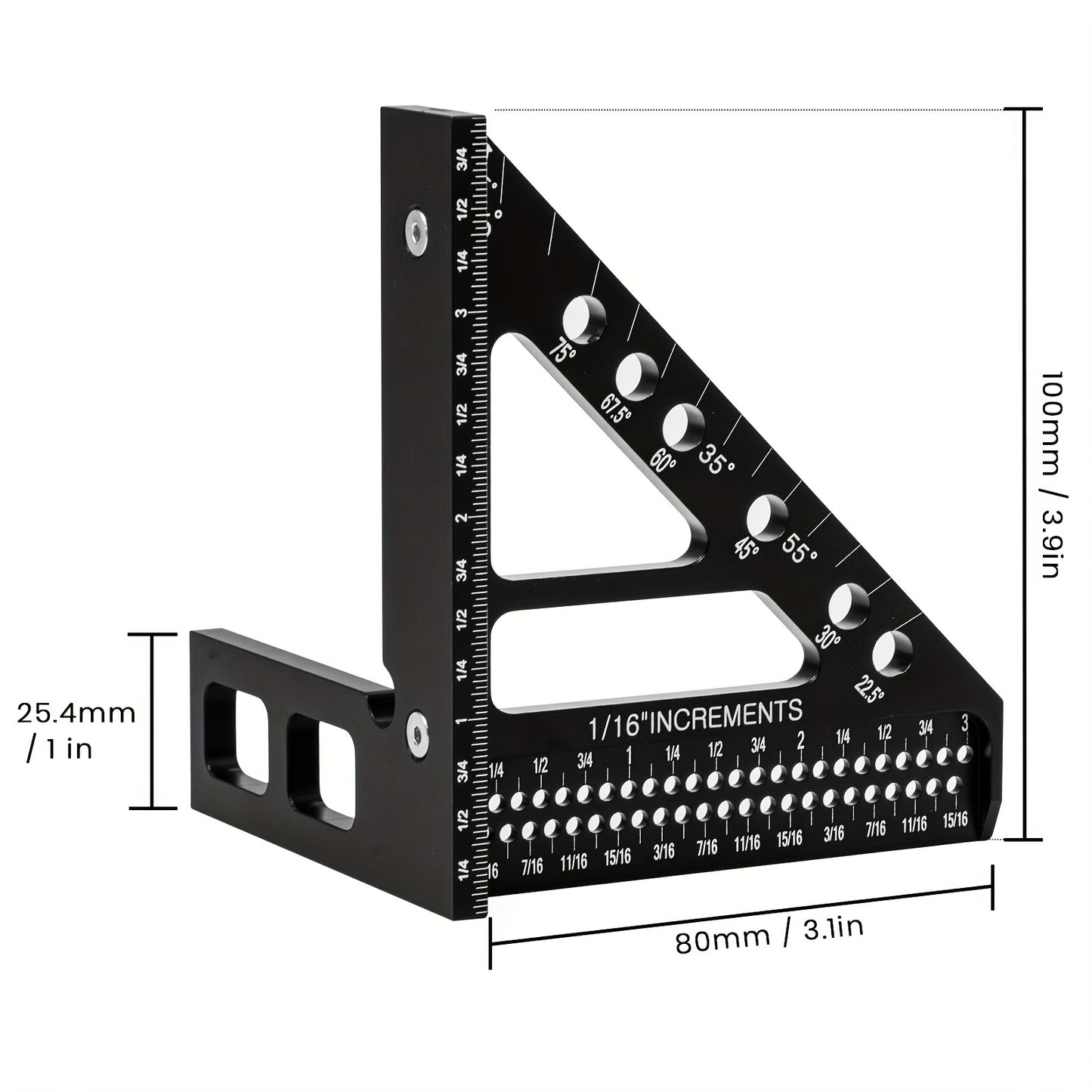 High Precision 45/90 Degree Multi-Angle Measuring Ruler, Miter Triangle Ruler