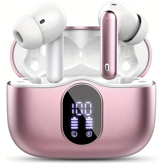 36 Hours Wireless Earbuds, Noise Cancelling Microphone LED Display In Ear Headphones with Bass Stereo and Wireless 5.3 Headset for Laptop Pad Mobile Phone Exercise