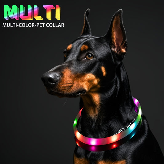 LED Dog Collar, Multi-color Luminous Dog Collar, Adjustable