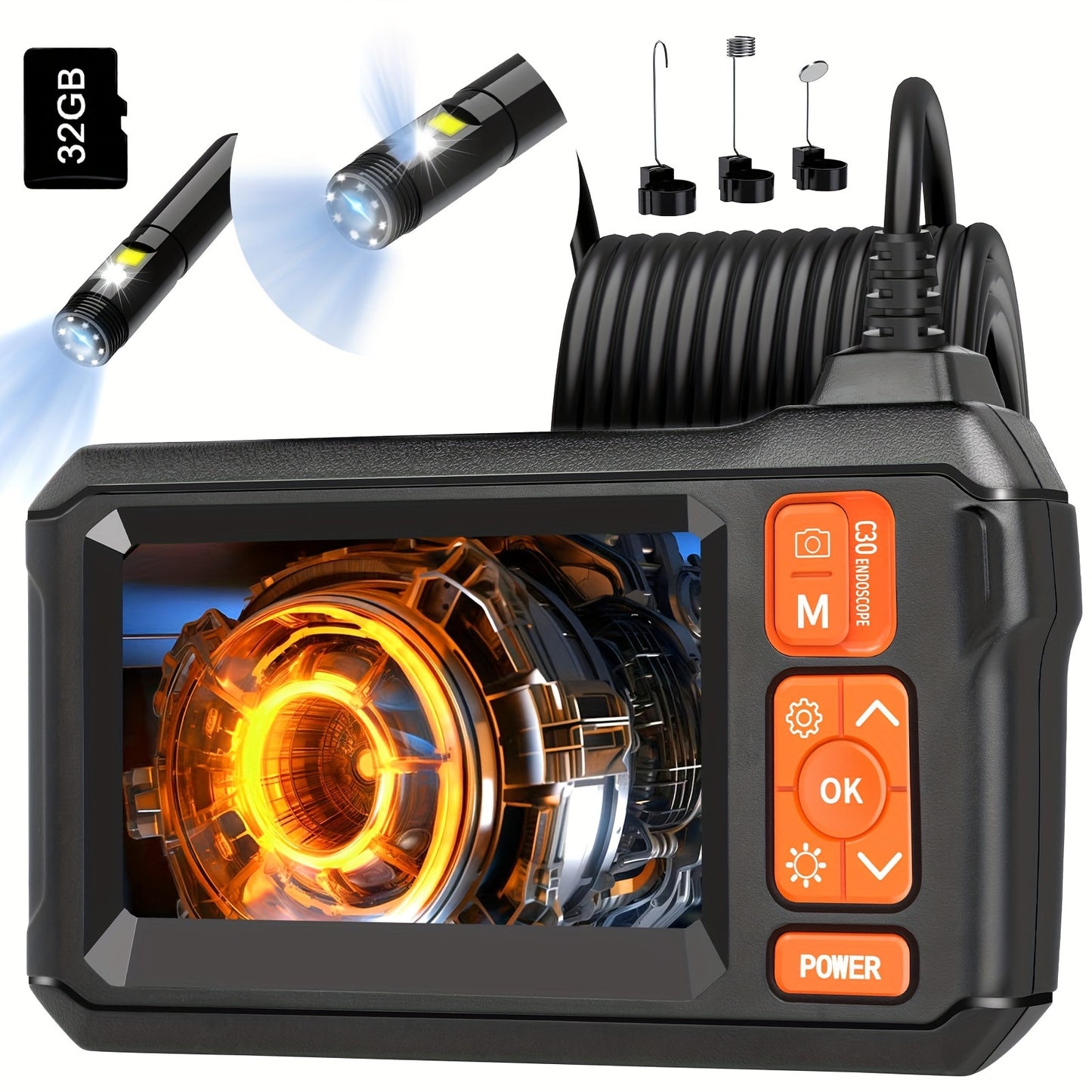 Borescope Camera With Light, IP67 Waterproof Endoscope Camera With Light, 1080P HD Inspection Camera, 50ft Snake Camera,