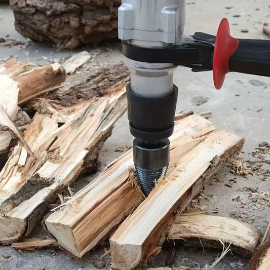 Easy-Split Wood Splitting Tool with Drill Attachment