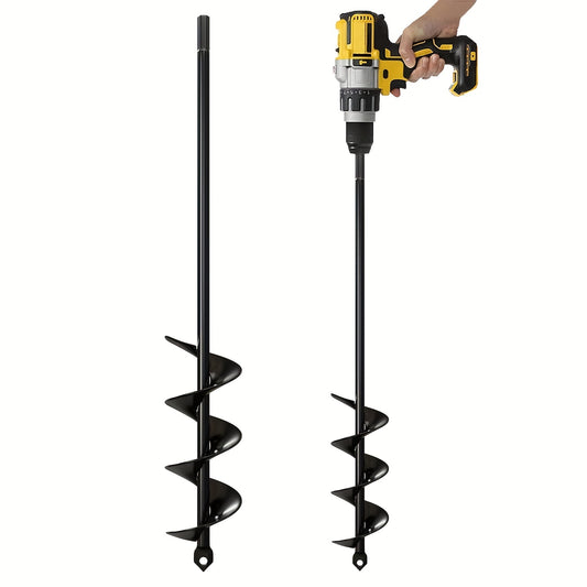 Auger Drill Bit Set for Planting - 1.6" & 3.5" Spiral Hole Punch, Bulb Planter Tool with Hex Drive