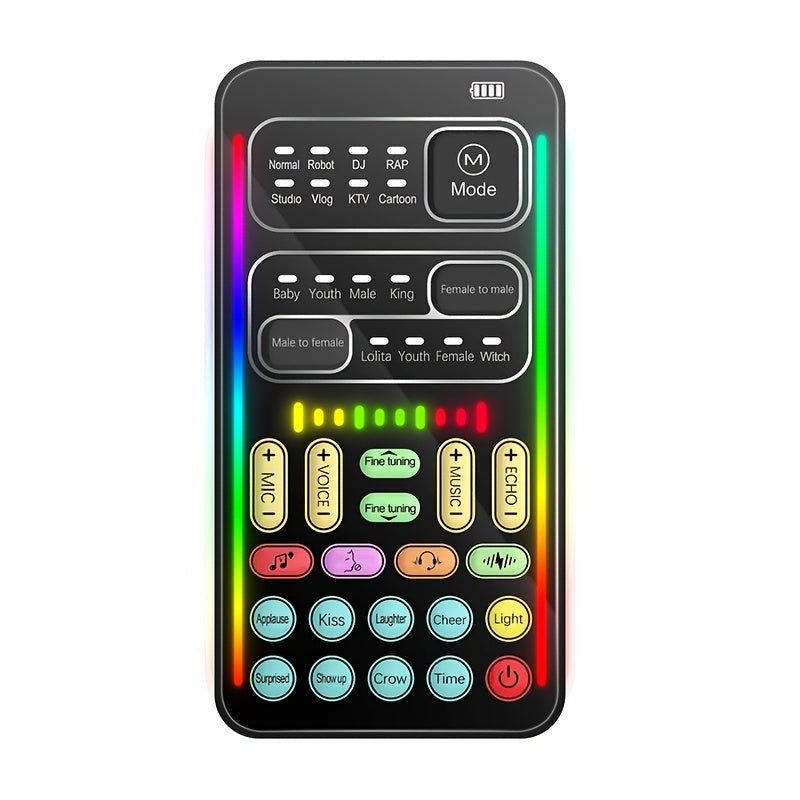 Fdit Voice Changer and Sound Card Combo, USB Rechargeable Voice Transformer with MIDI Controller, Real-Time Male to Female/Female to Male Voice Modulation for Live Streaming, Voice Chat, Video Editing