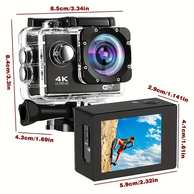 High Clarity 4K 1080P WiFi 16 Mega Sports Action Camera DVR Camcorder Outdoor Cycling Diving HD Camera With 32G Card