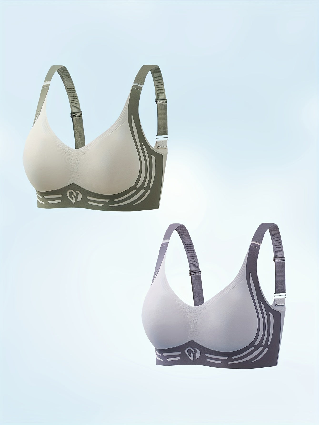 2Pcs Women's Plus Size Bra, Seamless Push-ups, Shock-absorbing Running Fitness Bra