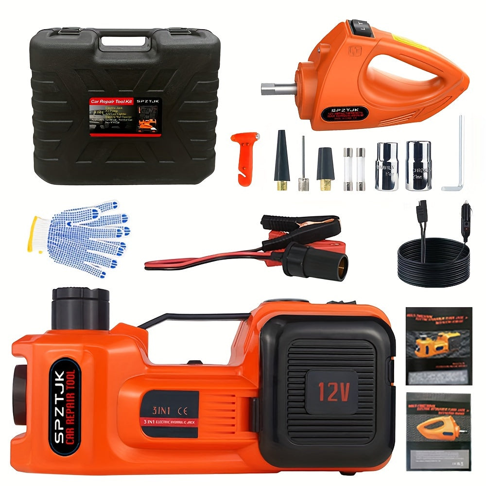 5 Ton Car Electric Jack+Tire Impact Wrench Tire Repair Kit