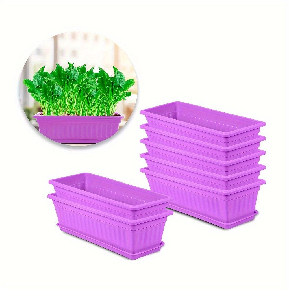 7Pcs 16.9Inches Rectangle Planter Box With Drainage Holes
