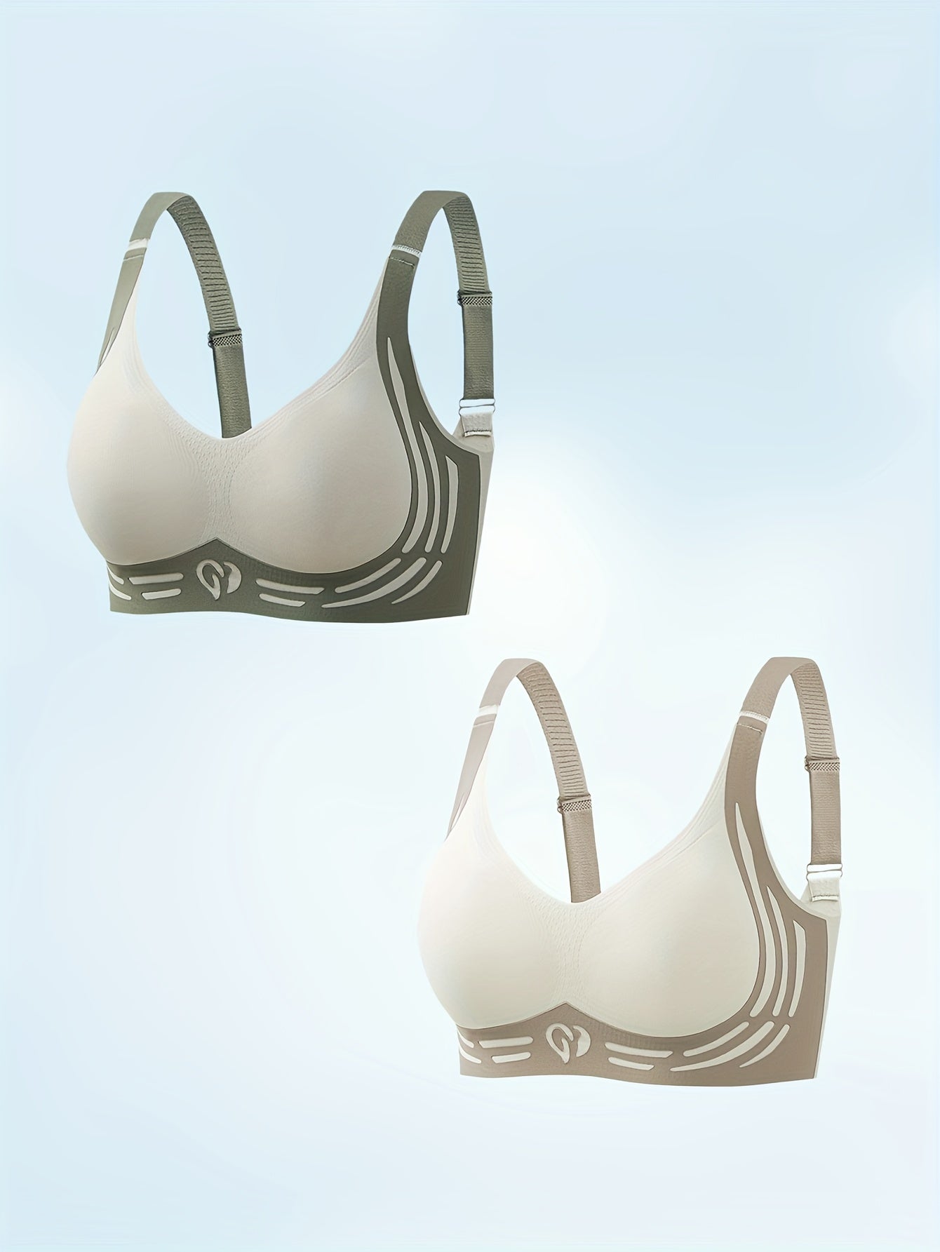 2Pcs Women's Plus Size Bra, Seamless Push-ups, Shock-absorbing Running Fitness Bra