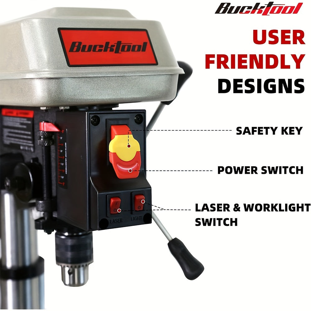 6.0 Amp 3/4 HP 10-Inch Drill Press 5-Speed Benchtop Drilling Machine With LED Work Light