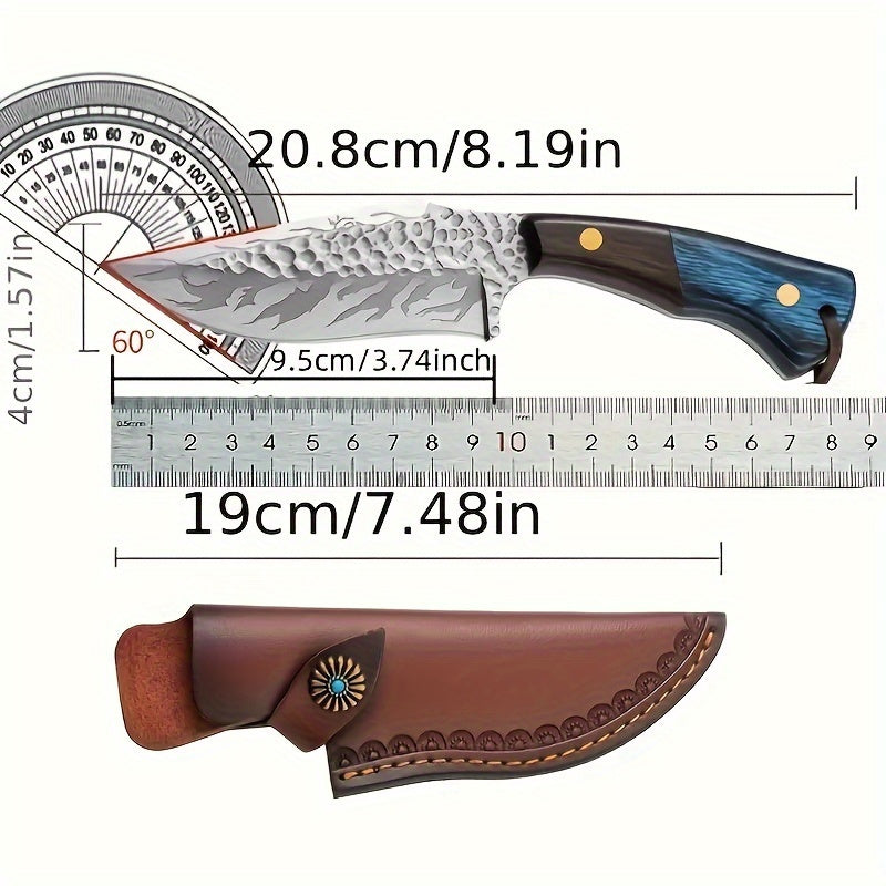 Damascus Hand Forged Knife and Leather Sheath