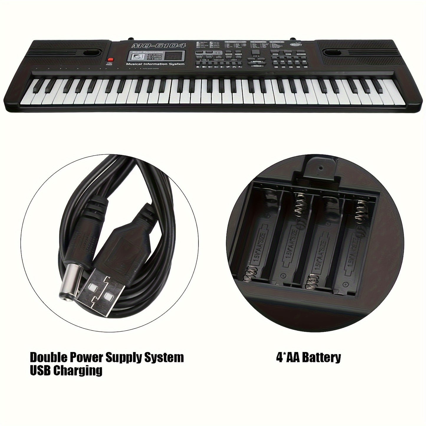 61-Key Kids Electronic Keyboard Piano with Interactive Learning, Microphone for Children Ages 3-12.