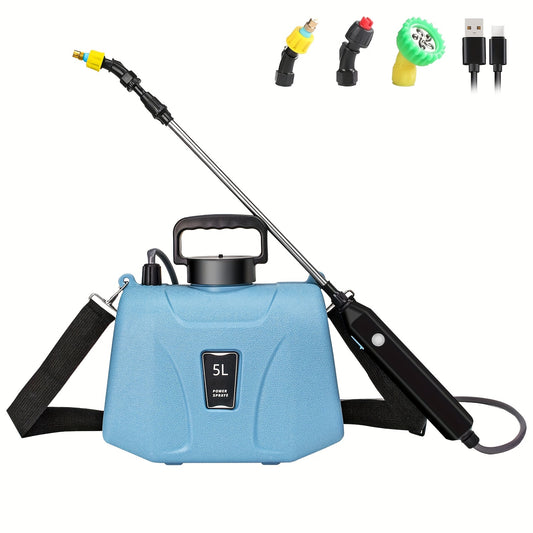 1.35 Gallon Battery Powered Telescopic Sprayer, Electric Sprayer With USB Handle, 3 Mist Nozzles.